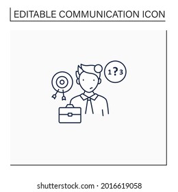 Ineffective communication line icon. Lack of focus. Inability to concentrate. Communication barriers concept. Isolated vector illustration.Editable stroke