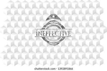 Ineffective grey emblem with geometric cube white background