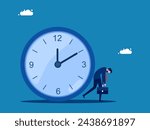ineffective ideas. Depressed businessman with clock time 