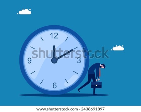 ineffective ideas. Depressed businessman with clock time 