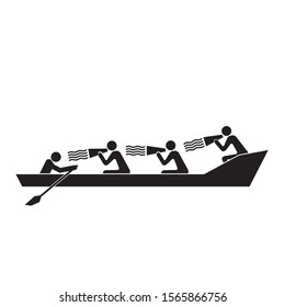 ineffective management - team structure disbalance illustration. Boat rowing metaphor
