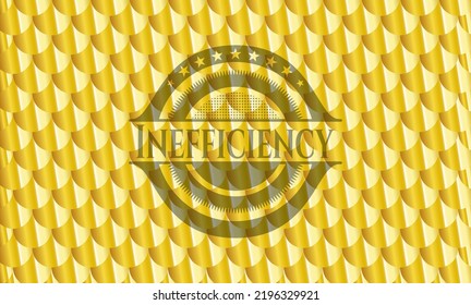 Inefficiency gold shiny emblem. Scales pattern. Vector Illustration. Detailed. 