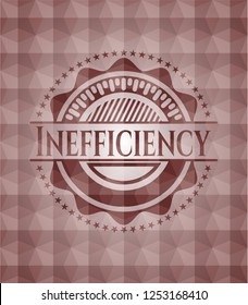 Inefficiency red seamless emblem or badge with geometric pattern background.