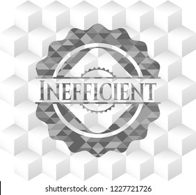 Inefficient grey emblem. Retro with geometric cube white background