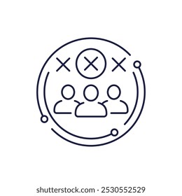 inefficient team line icon on white