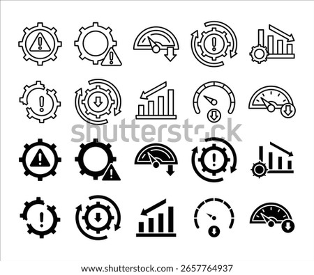 inefficient vector set icon illustration