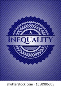 Inequality badge with jean texture