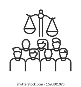 Inequality black line icon. Discrimination. Social problem concept. Human rights. Sign for web page, mobile app, banner, social media.