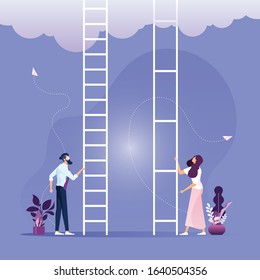 Inequality in corporate business vector concept with businessman and businesswoman