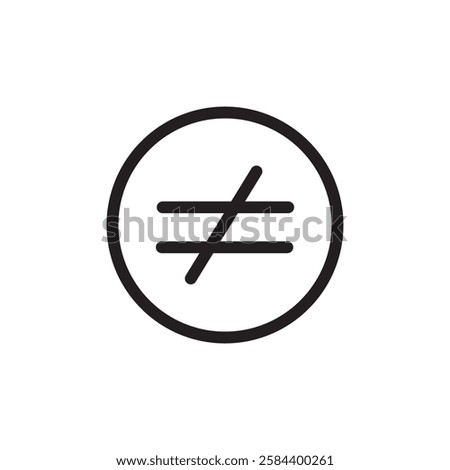 Inequality icon black and white vector outline sign