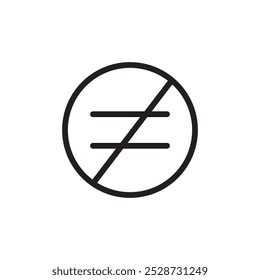 Inequality icon Outline vector for web ui