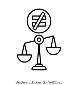 Inequality icon vector outline logo sign
