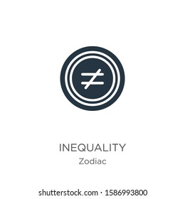 Inequality icon vector. Trendy flat inequality icon from zodiac collection isolated on white background. Vector illustration can be used for web and mobile graphic design, logo, eps10
