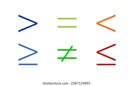 inequality symbols. less than greater than and equal symbol in mathematics