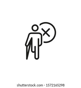 Inequality thin line icon. Disable person, stop, prohibition symbols isolated outline sign. Discrimination concept. Vector illustration symbol element for web design and apps