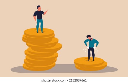 Inequity economic and different money to rich. Social capitalism to community and poor equality vector illustration concept. Disabled balance and disadvantaged human. Comparison wealth and conflict