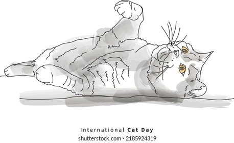 inernational cat day, sketch illustration for social media post, poster, post card