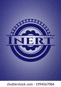 Inert jean or denim emblem or badge background. Vector Illustration. Detailed. 