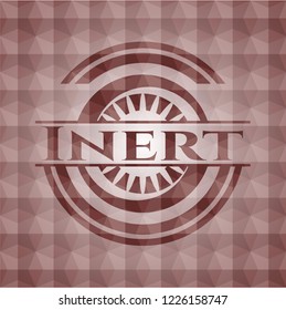 Inert red emblem with geometric background. Seamless.