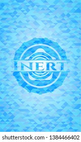 Inert sky blue emblem with triangle mosaic background