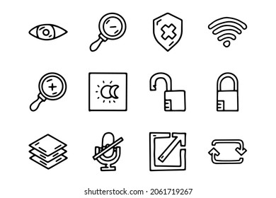 Inertface line vector doodle simple icon set