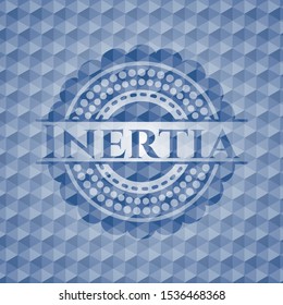 Inertia blue emblem with geometric pattern background. Vector Illustration. Detailed.
