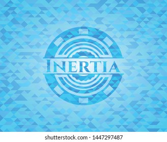 Inertia realistic sky blue emblem. Mosaic background