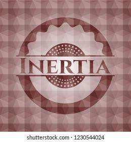 Inertia red badge with geometric pattern. Seamless.
