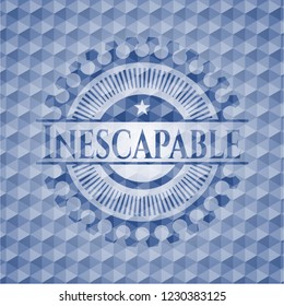Inescapable blue emblem with geometric pattern.