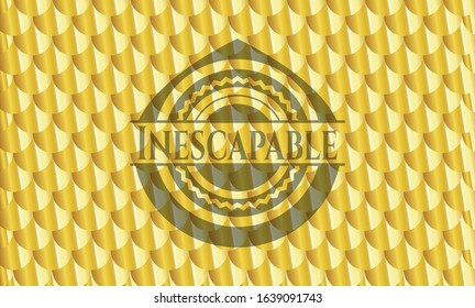 Inescapable golden badge. Scales pattern. Vector Illustration. Detailed.