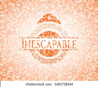 Inescapable orange mosaic emblem with background