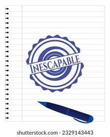 Inescapable with pen strokes. Blue ink. Vector Illustration. Detailed. 
