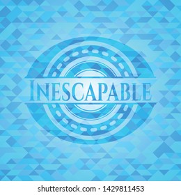 Inescapable realistic light blue emblem. Mosaic background