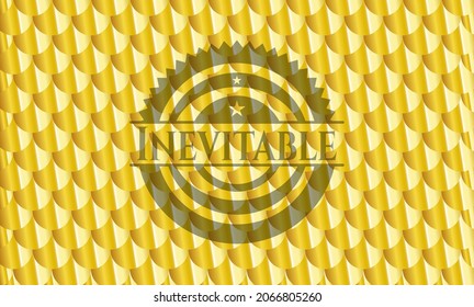 Inevitable golden badge. Scales pattern. Vector Illustration. Detailed. 