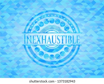 Inexhaustible realistic light blue emblem. Mosaic background