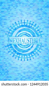 Inexhaustible sky blue emblem with mosaic ecological style background