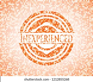 Inexperienced abstract emblem, orange mosaic background