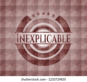 Inexplicable red seamless geometric pattern emblem. Seamless.