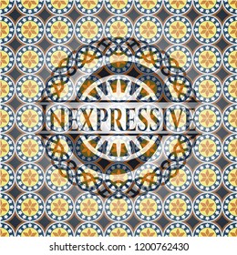 Inexpressive arabesque emblem background. arabic decoration.