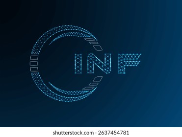 INF low poly letter logo vector design. INF lower poly logo design. Low poly logo.