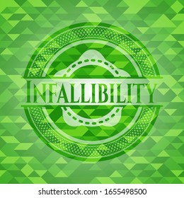 Infallibility green mosaic emblem. Vector Illustration. Detailed.