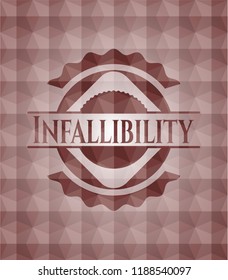 Infallibility red badge with geometric pattern. Seamless.