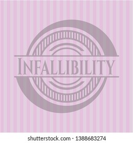 Infallibility retro pink emblem. Vector Illustration. Detailed.