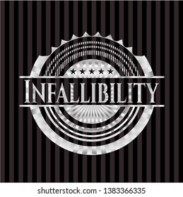 Infallibility silver badge or emblem. Vector Illustration. Mosaic.