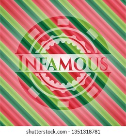 Infamous christmas colors emblem.