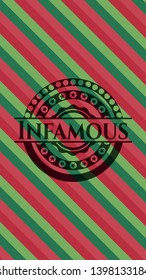 Infamous christmas colors style emblem. Vector Illustration. Detailed.