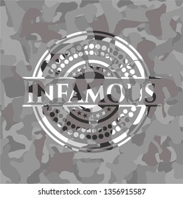 Infamous grey camouflaged emblem