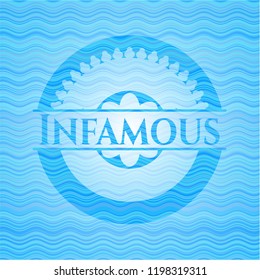 Infamous light blue water badge background.