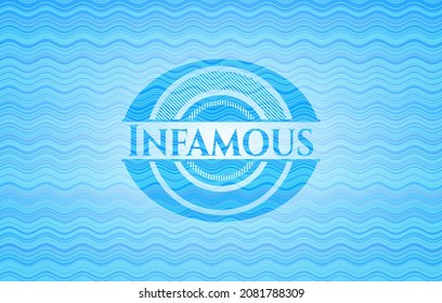 Infamous light blue water style badge. Vector Illustration. Detailed. 