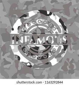 Infamous on grey camo texture